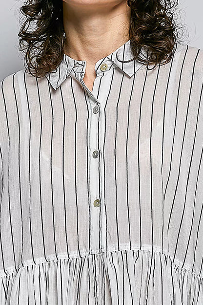 Women's Striped Relaxed Fit Shirt Mini Dress - Mini Dresses
