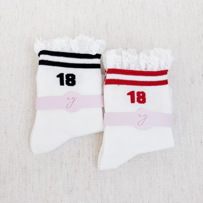 Set of 2 Preppy Lace Sporty Socks | Trendy Socks Outfit Idea for Women by Ro + Ivy | Elevated Basics, Modern Comfort & Style