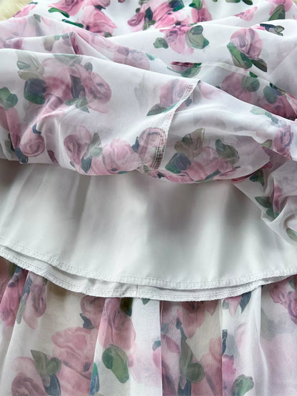 Women's Floral Print Ruffle Hem Midi Dress - Midi Dresses