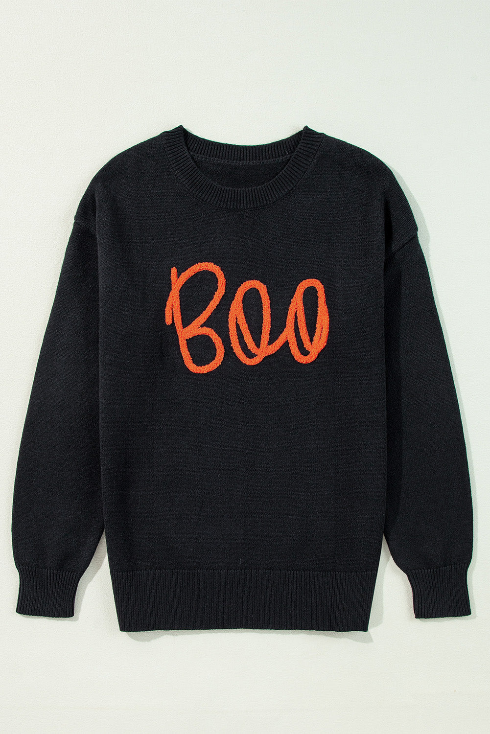 Halloween Boo Crew Neck Drop Shoulder Sweater