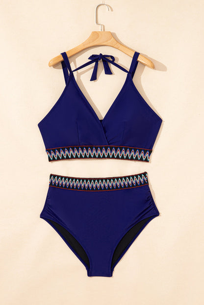 Wrap V-Neck Knot High Waisted Plus Bikini — Alluring Supportive Beach Style - Plus Size Swimwear