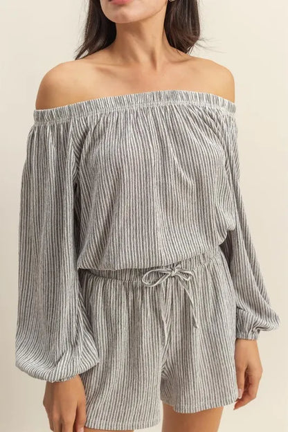 Off Shoulder Top and Shorts Set – outfit idea for women | Ro + Ivy