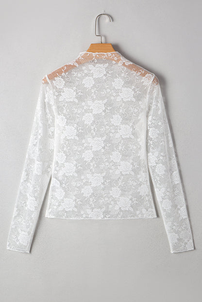 Floral Sheer Mesh Long Sleeve Top