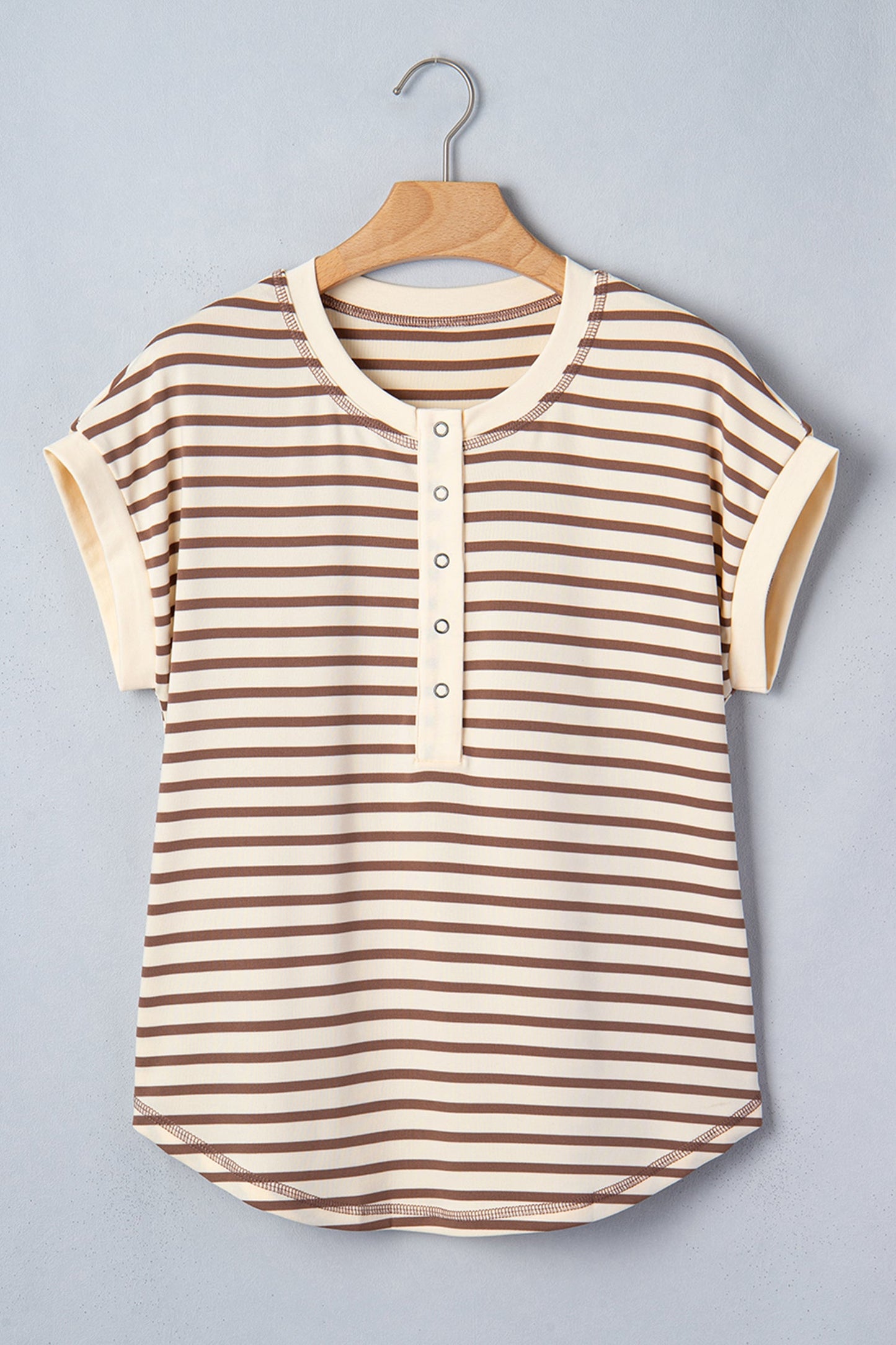 Striped Half Sleeve Round Neck Casual T-Shirt — Classic Comfortable Everyday Style - Tops & Tees