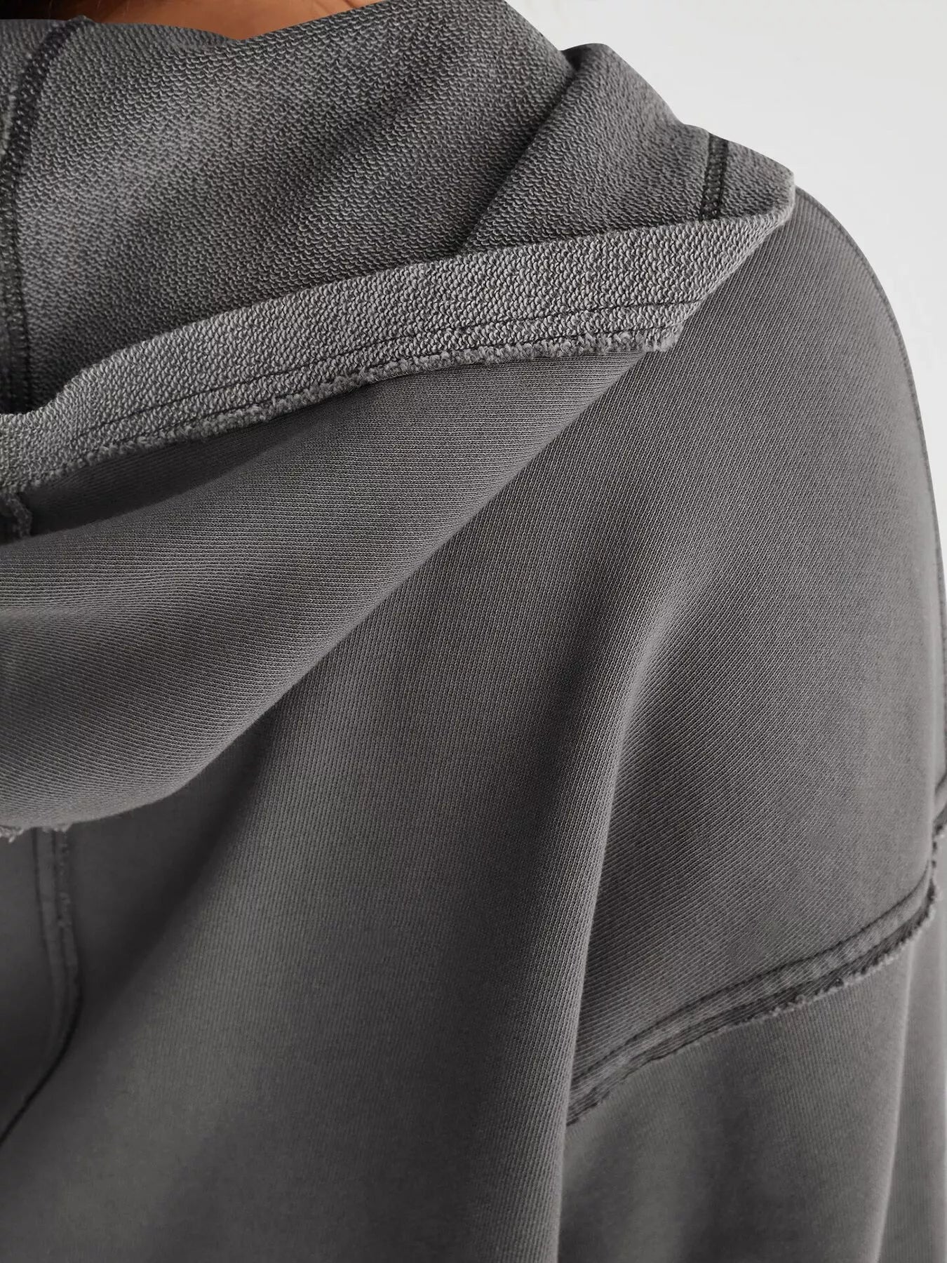 Exposed Seam Dropped Shoulder Hoodie - Pullover Hoodies