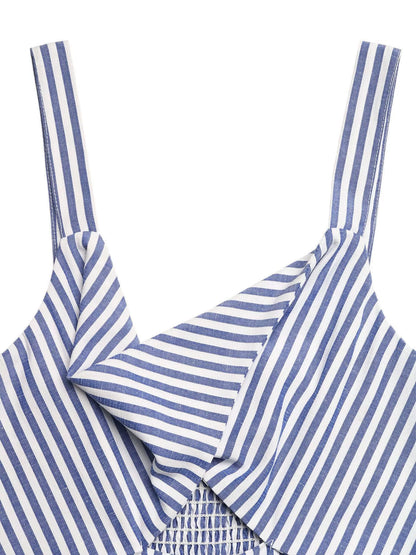 Women's Striped Cutout Knot Front Wide Leg Jumpsuit - Jumpsuits