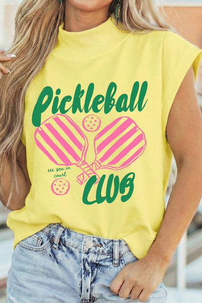 Pickleball Club Slogan Cropped Mock Graphic Top — Sporty Casual Everyday Style - Graphic Tees