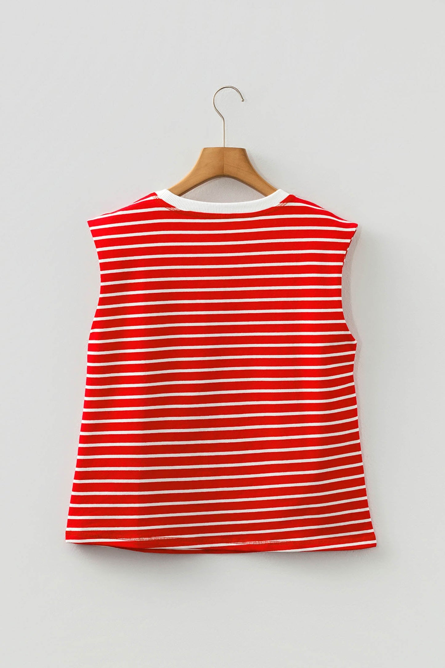Striped Trim Loose Sleeveless Tank Top — Classic Chic Versatile Everyday Style - Tank Tops