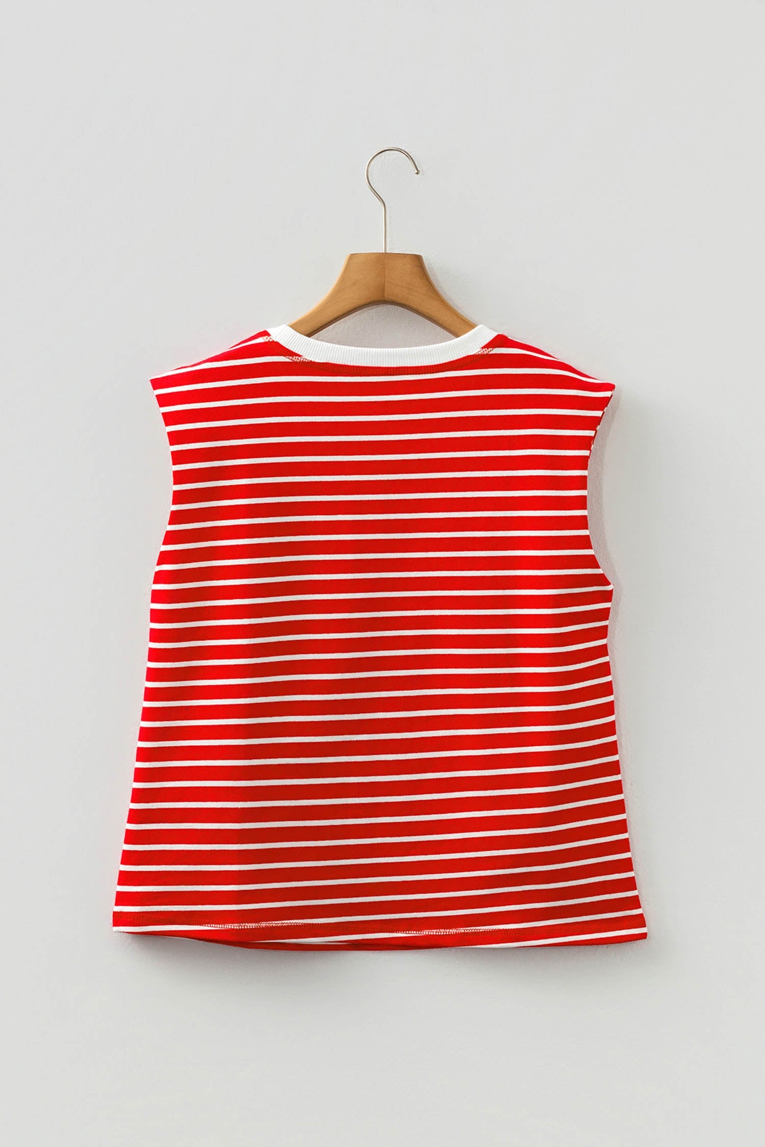 Striped Trim Loose Sleeveless Tank Top — Classic Chic Versatile Everyday Style - Tank Tops