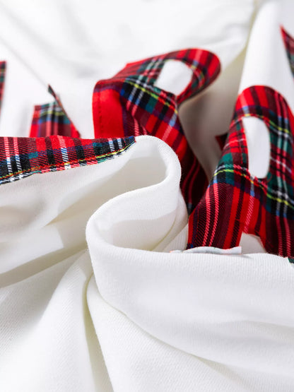 Plaid Merry Christmas Sweatshirt with Long Sleeves