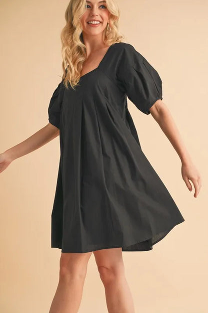 Square Neck Short Sleeve Knee Length Dress With Pockets | Trendy Knee Length Dresses Outfit Idea for Women by Ro + Ivy | Elevated Basics, Modern Comfort & Style