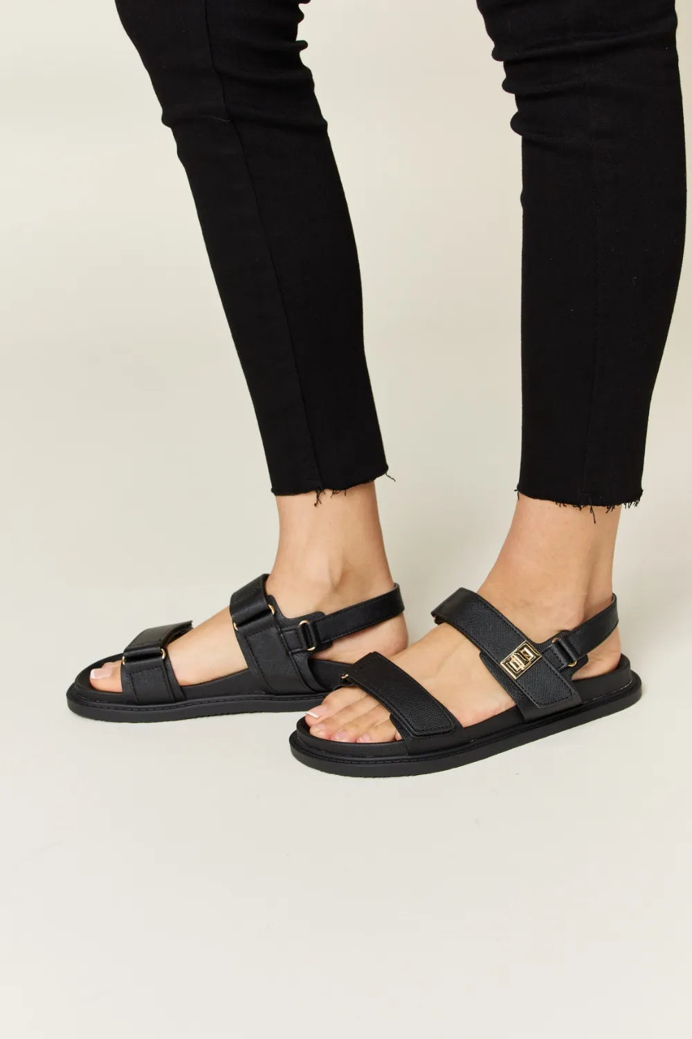 Velcro Double Strap Slingback Sandals - Sandals