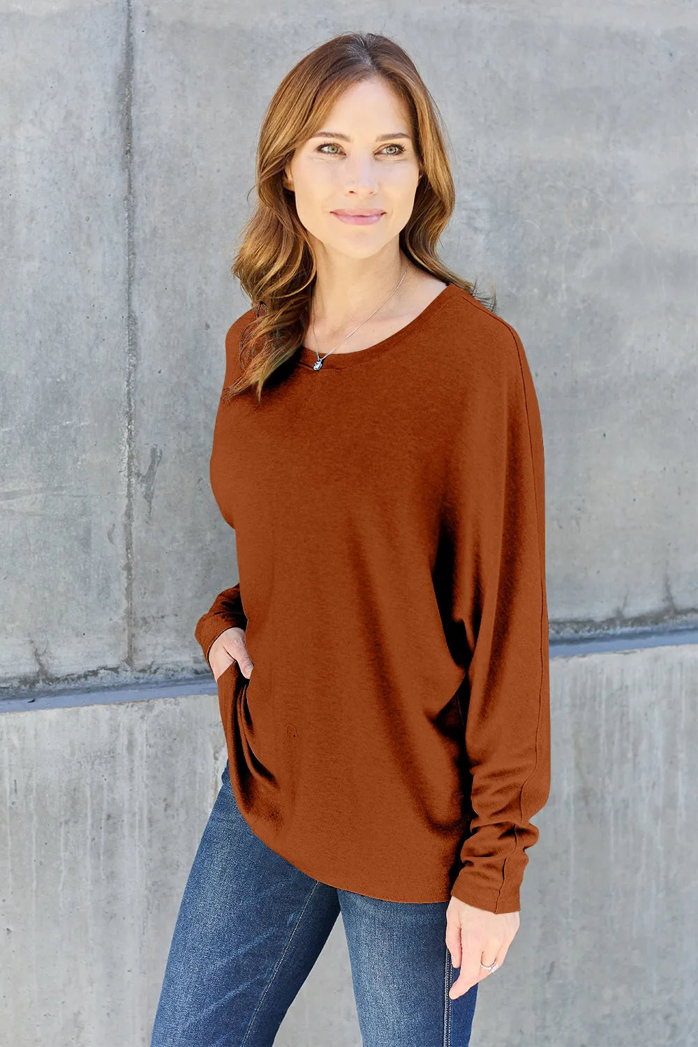 Relaxed Long Sleeve Round Neck Top