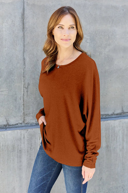 Relaxed Long Sleeve Round Neck Top
