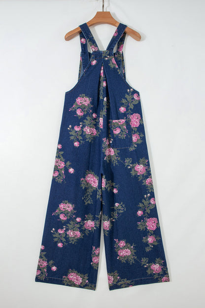 Floral Print Wide Leg Relaxed Fit Jumpsuit — Boho Effortless Everyday Style - Jumpsuits & Rompers