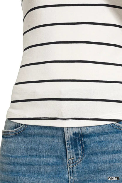 Striped Round Neck Racerback Tank Top