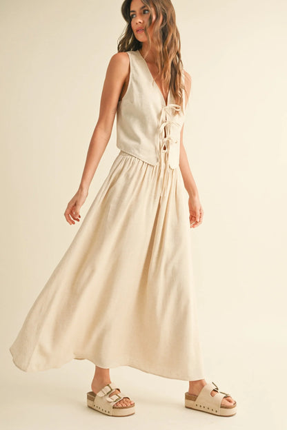 Maxi Linen Skirt - Oatmeal Skirts