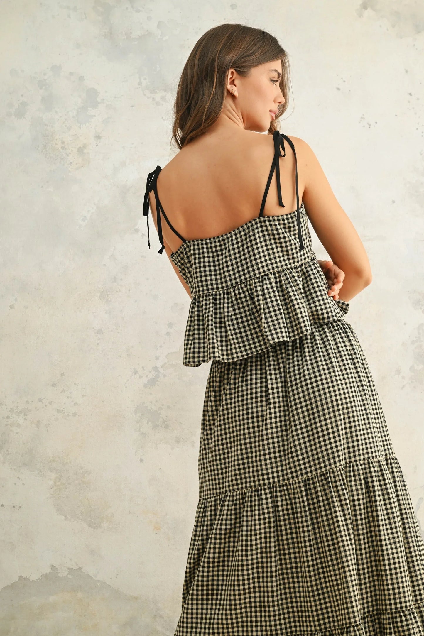 Gingham 100% Cotton Peplum Camisole Top — Sweet Breezy Flattering Summer Style - Tops