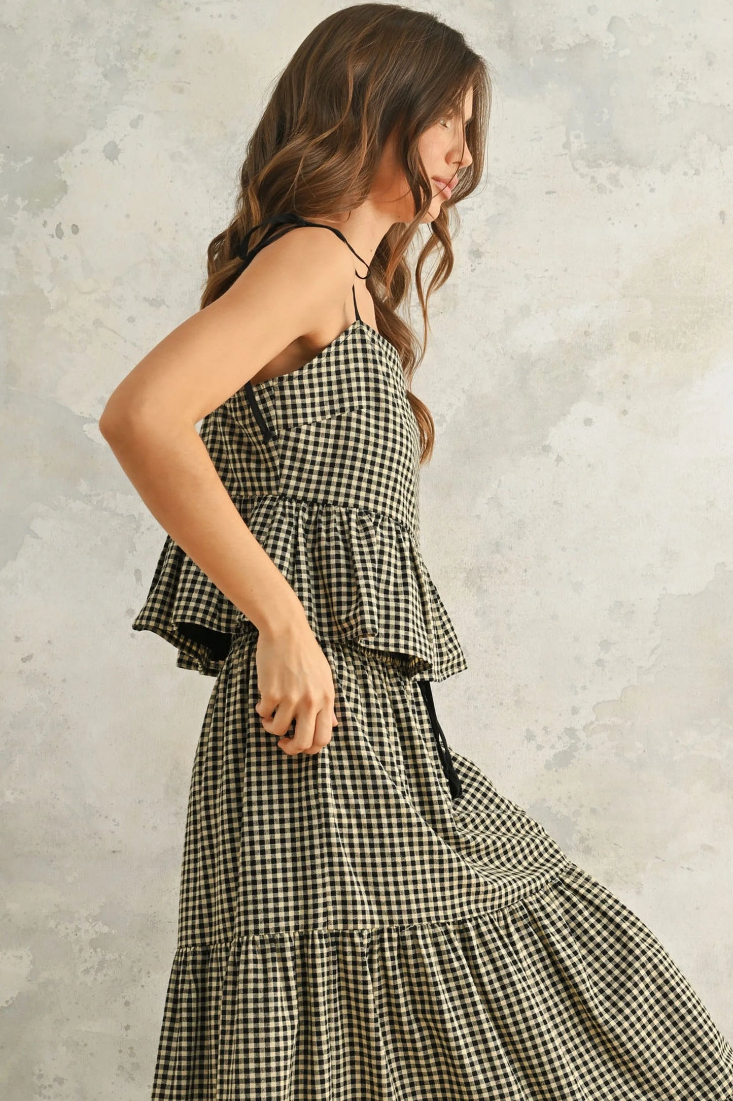 Gingham 100% Cotton Peplum Camisole Top — Sweet Breezy Flattering Summer Style - Tops