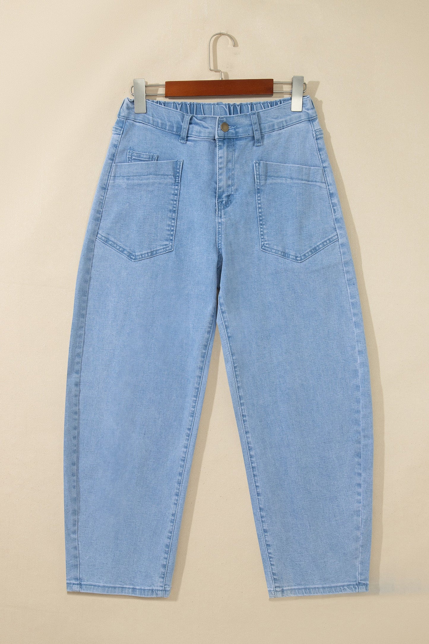 Square Patch Pocket Ankle Length Barrel Jeans