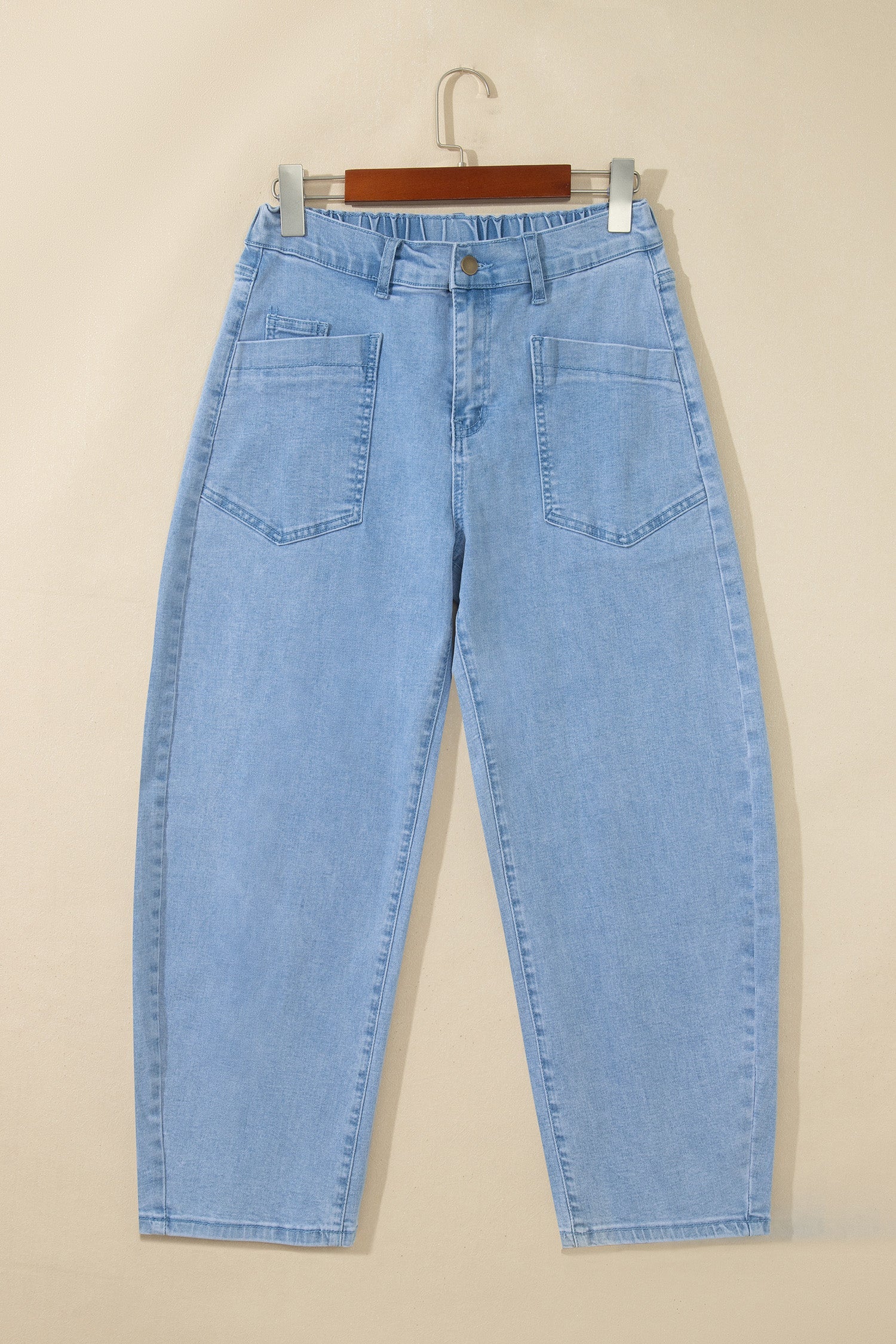 Square Patch Pocket Ankle Length Barrel Jeans