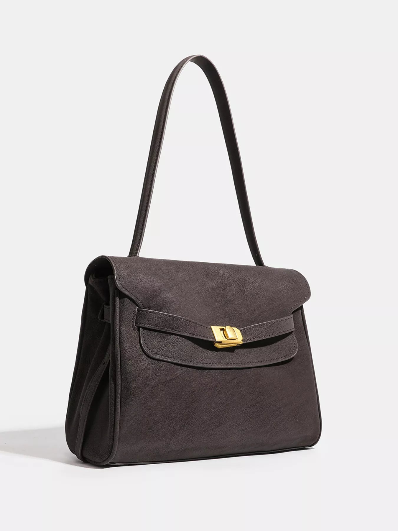Women's Buckle Closure Faux Leather Shoulder Bag - Shoulder Bags