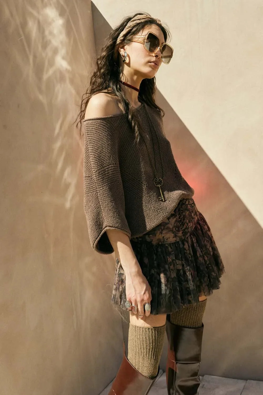 Oversized Dolman Sleeve Knit Top with Textured Knit - Knit Tops