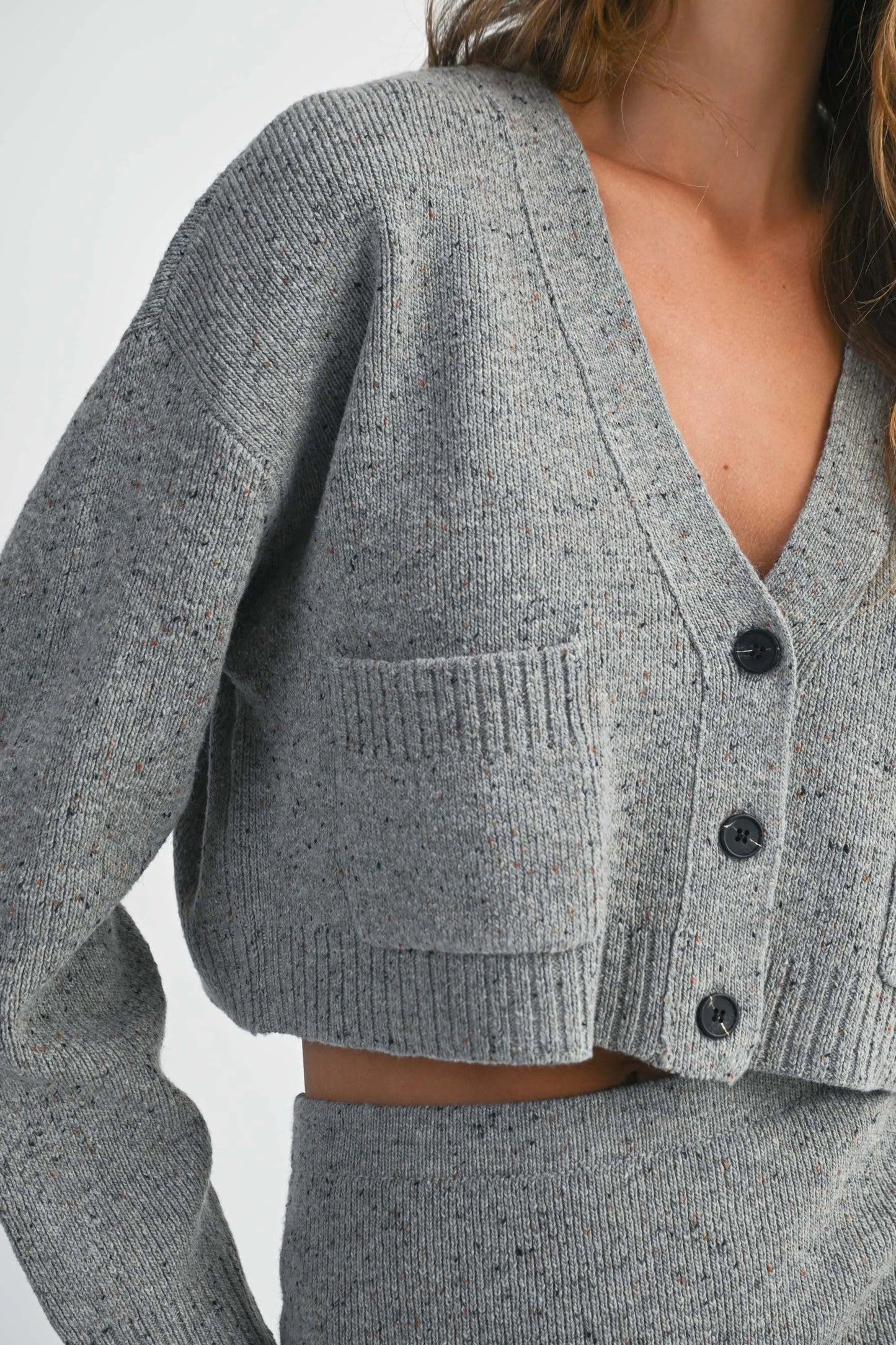 Knit Cropped Button Cardigan & Fitted Midi Skirt Two-Piece Set — Cozy Chic Soft Textured Style - Outfit Sets