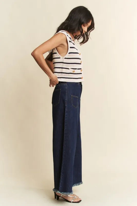 Sleeveless Cropped Striped Knit Vest Top – outfit idea for women | Ro + Ivy