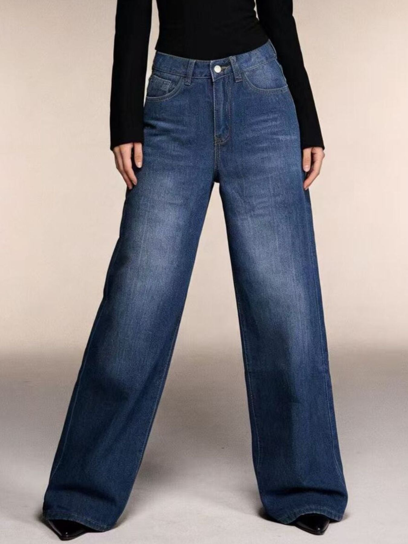 High-Waisted Wide Leg Jeans - Jeans