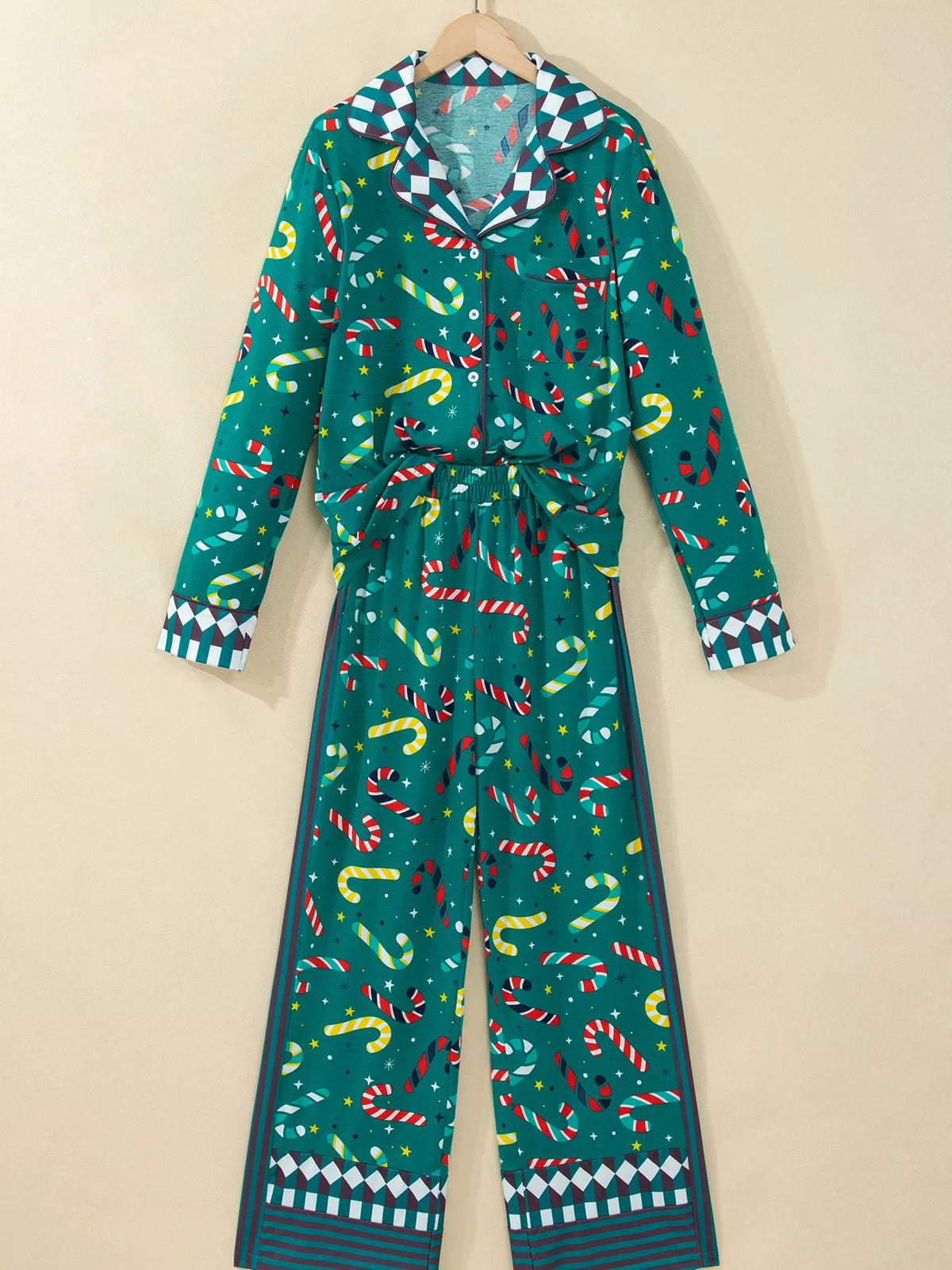 Abstract Candy Cane Print Two-Piece Lounge Set