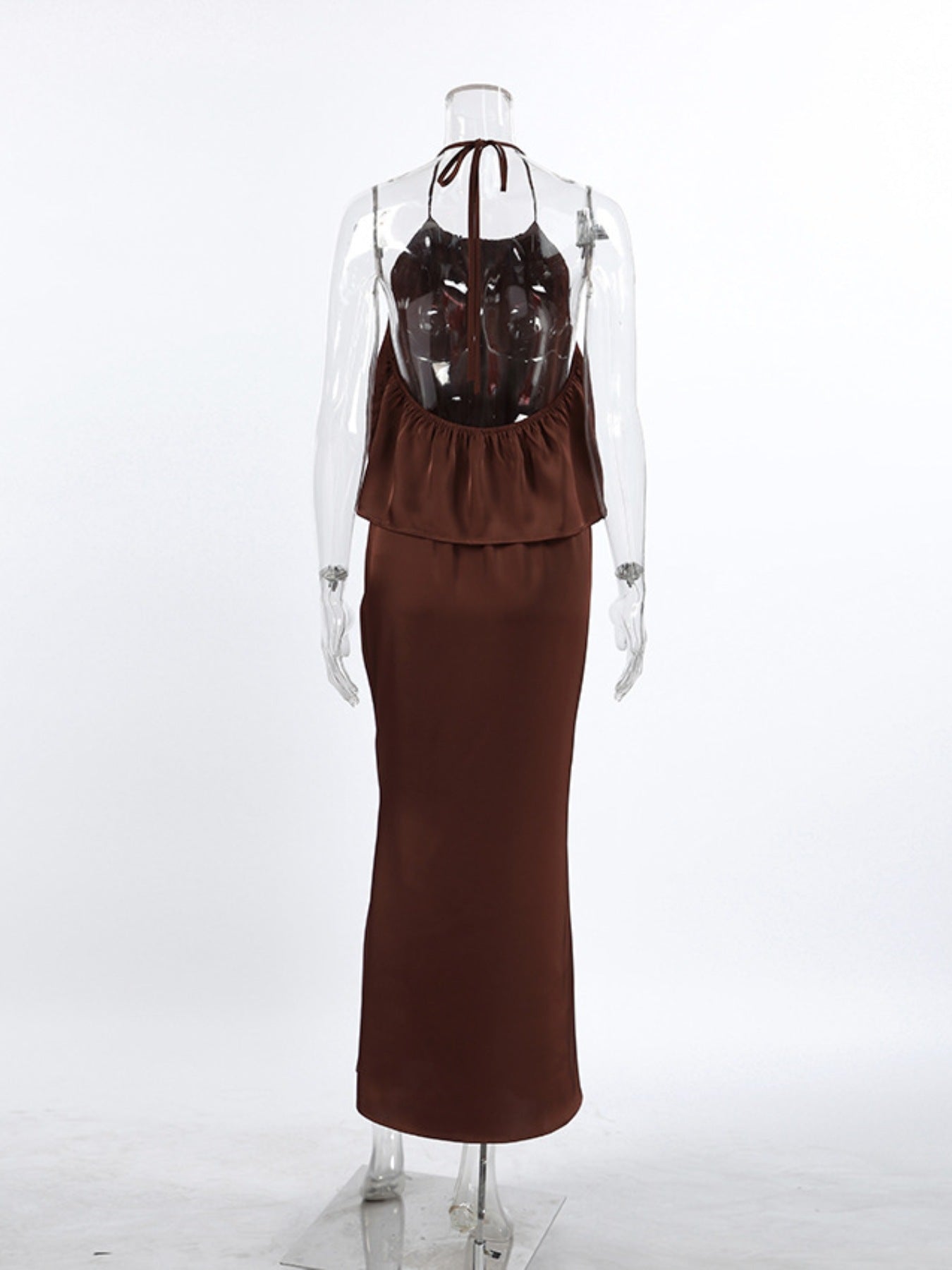 Women's Backless Halter Neck Maxi Dress - Maxi Dresses
