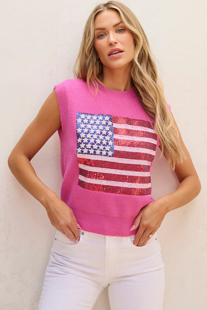 American Flag Patriotic Knitted Tank Vest — July 4Th Solid Casual Style - Bonbon 20% OFF