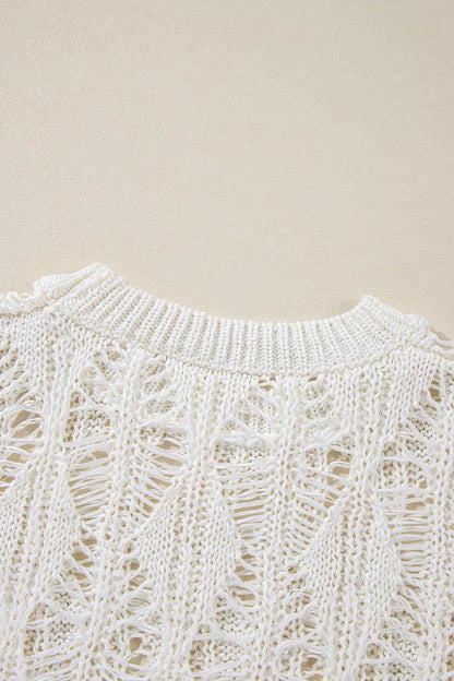 Women's Hollow Out Long Sleeve Knit Cover Up - Knit Tops
