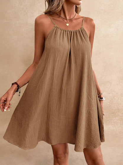 Women's Spaghetti Strap Gauze Mini Dress - Mini Dresses