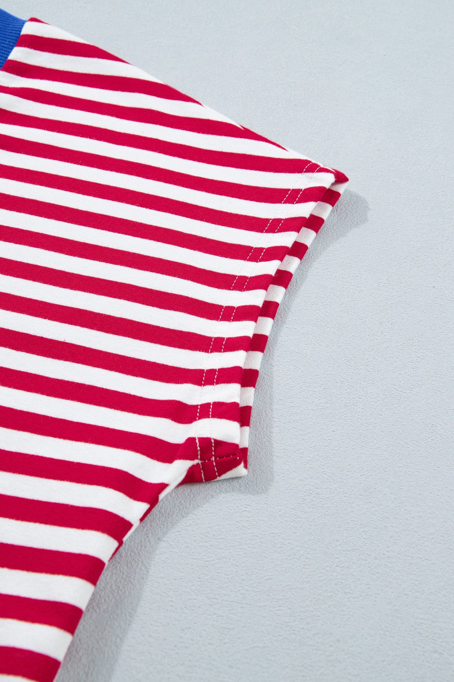 Striped V-Neck Contrast Trim Tee & Matching Shorts Two-Piece Set — Cute Casual Style - Short Sets