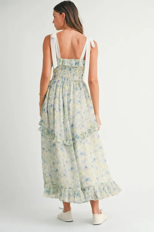 Floral Printed Shoulder Strap Midi Dress – outfit idea for women | Ro + Ivy