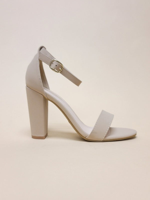 Open Toe Faux Leather Ankle Strap 4" High Heels - Heels