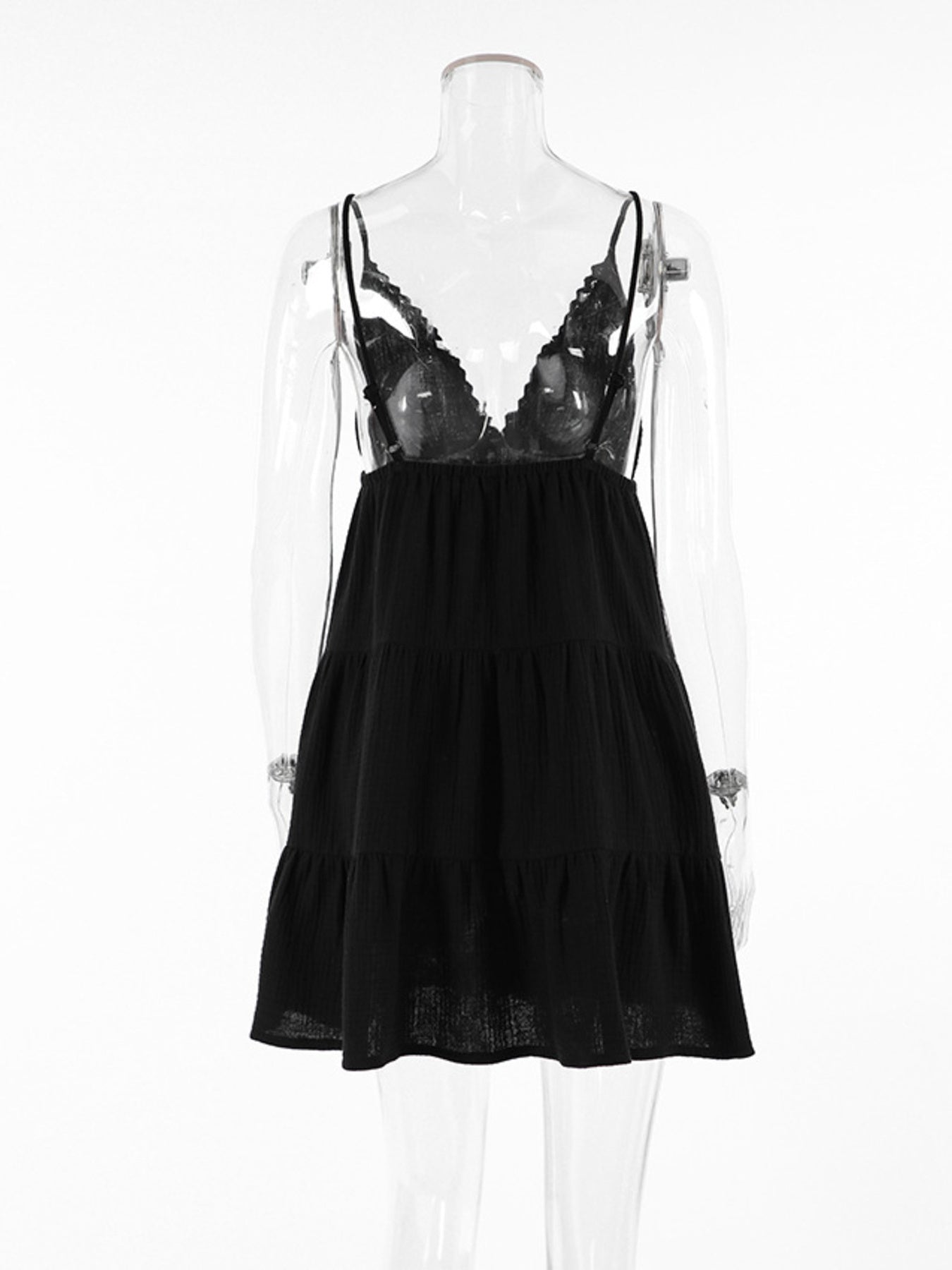 V-Neck Tiered Mini Dress - Mini Dresses