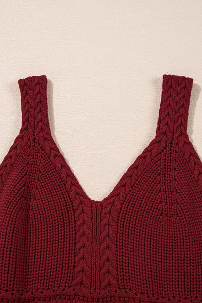 Pointelle Slim Fit Sweater Tank — Sexy Open Knit Everyday Wardrobe Style -