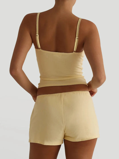 Women's V-Neck Cami and Shorts Lounge Set - Loungewear Sets