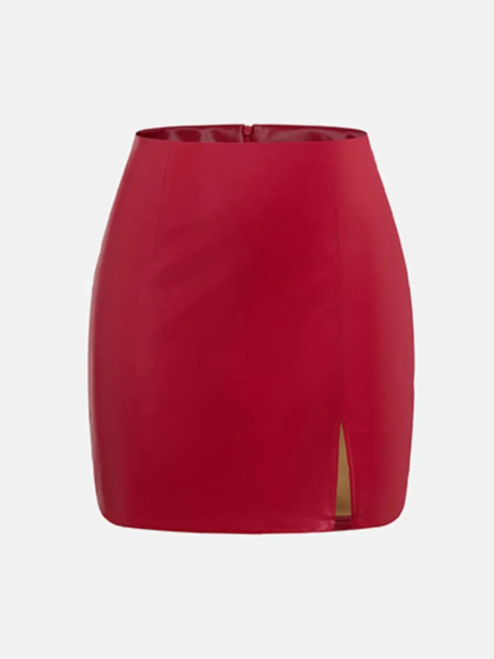 High-Waisted Slit Mini Skirt with Back Zipper