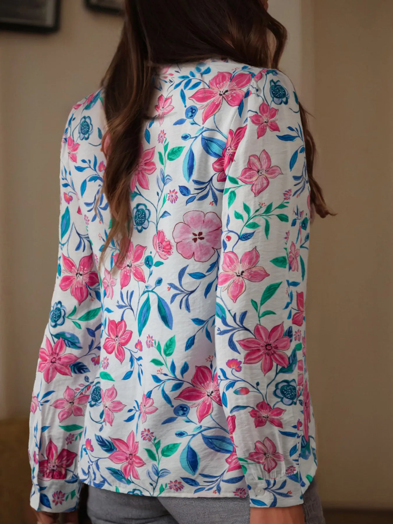 Floral Button Down Long Sleeve Shirt - Shirts