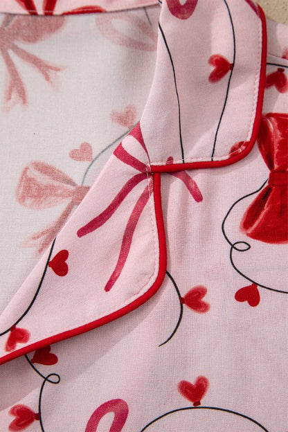 Red Bow Long-Sleeve Pajama Top & Shorts Set | Trendy Pajamas Outfit Idea for Women by Ro + Ivy | Elevated Basics, Modern Comfort & Style