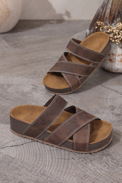 Pearl Band Retro Wedge Platform Slip-On Slippers — Comfortable Everyday Style - Slippers