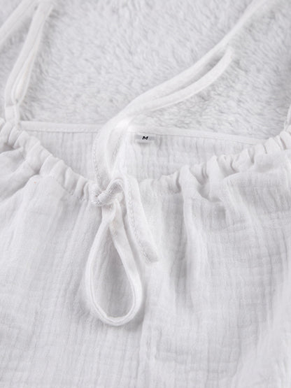 Tie Front Relaxed Fit Cami And Shorts Set - Outfit Sets