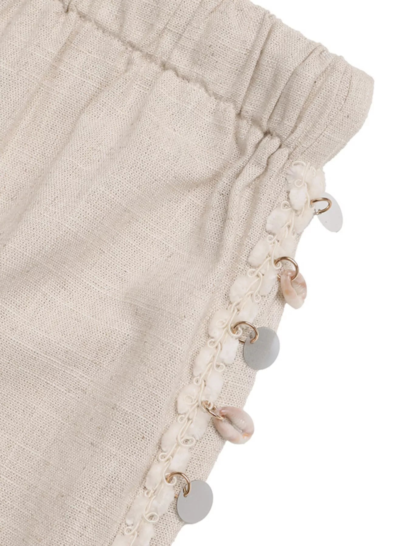Women's Linen Blend Wide Leg Drawstring Pants - Pants