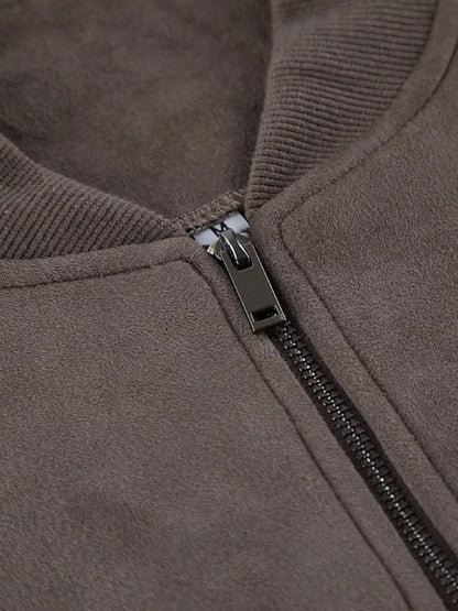 Dropped Shoulder Zip Up Bomber Jacket