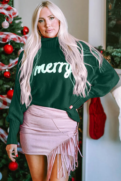 "Merry" Turtleneck Dolman Sleeves Christmas Sweater | Trendy Sweaters Outfit Idea for Women by Ro + Ivy | Elevated Basics, Modern Comfort & Style
