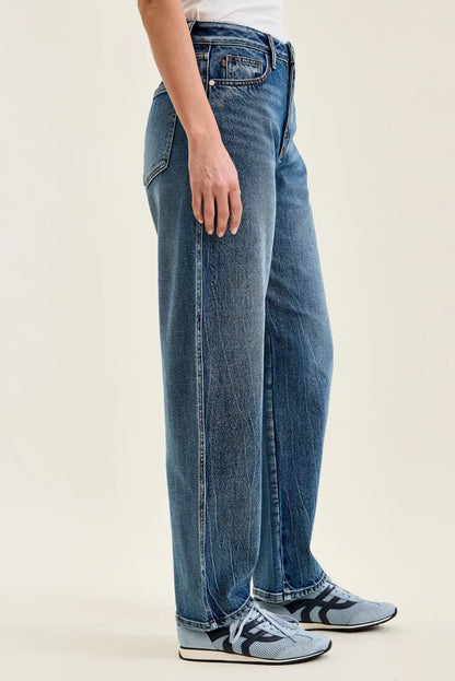 Women's High Waist Wide Leg Arc Jeans, Weathered Wash - Jeans